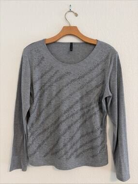 NEW Bleeker & McDougal Women’s Gray Long Sleeve Shirt Size PL Sparkle Petite